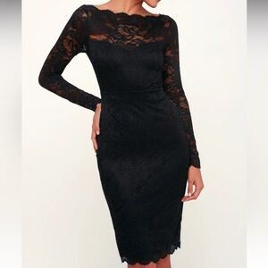 Lulu’s Black Lace Long Sleeve Bodycon Dress